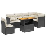 vidaXL Salon de jardin 7 Pièces avec coussins noir résine tressée