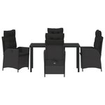 vidaXL Ensemble de jardin 5 pièces Noir Poly Rattan