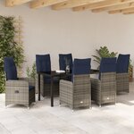 vidaXL Ensemble de salle à manger de jardin de 7 pièces avec coussins noirs en rattan poly