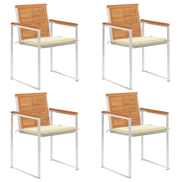vidaXL Chaises de jardin lot de 4 avec coussins Bois d'acacia massif