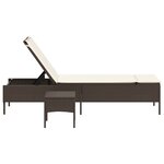 vidaXL Chaise longue avec table et coussin marron résine tressée