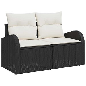 vidaXL Ensemble de canapé de jardin 6 Pièces Noir et blanc Poly rotin