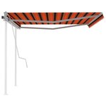 vidaXL Auvent manuel rétractable avec poteaux 4x3 m Orange et marron