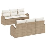 Ensemble de canapé de jardin vidaXL 7 pièces avec coussins en poly rotin beige