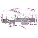 vidaXL Ensemble de Canapés de Jardin 8 Pièces avec Coussins Gris Rattan Poly Acacia