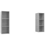 vidaXL Meubles TV muraux 2 Pièces Gris béton Bois d'ingénierie