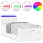 vidaXL Cadre de lit ottoman et matelas blanc pur 100x200cm similicuir