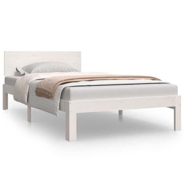 vidaXL Cadre de lit Blanc Bois de pin massif 100x200 cm