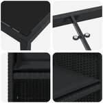 vidaXL Ensemble de repas de jardin 5 pièces avec coussins en Rattan Poly noir