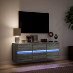 vidaXL Meuble TV mural avec lumières LED sonoma gris 130x31x45 cm