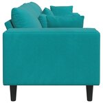vidaXL Canapé en velours avec coussin avec oreiller Turquoise 208 cm Velours
