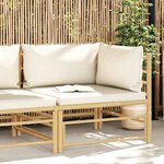 vidaXL Canapé d'angle de jardin avec coussins blanc crème Bambou
