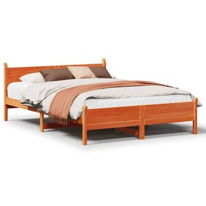 vidaXL Cadre de lit sans matelas cire marron 120x190cm bois pin massif