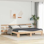 vidaXL Cadre de lit avec tiroir Marron 200 x 200 cm Bois massif en pin
