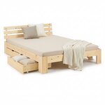 Lit en Bois 120x200 cm Naturel avec matelas