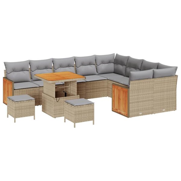 vidaXL Ensemble de canapé de jardin 12 Pièces Beige et Gris clair