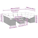 vidaXL Ensemble de salle à manger pour jardin 10 Pièces Gris clair