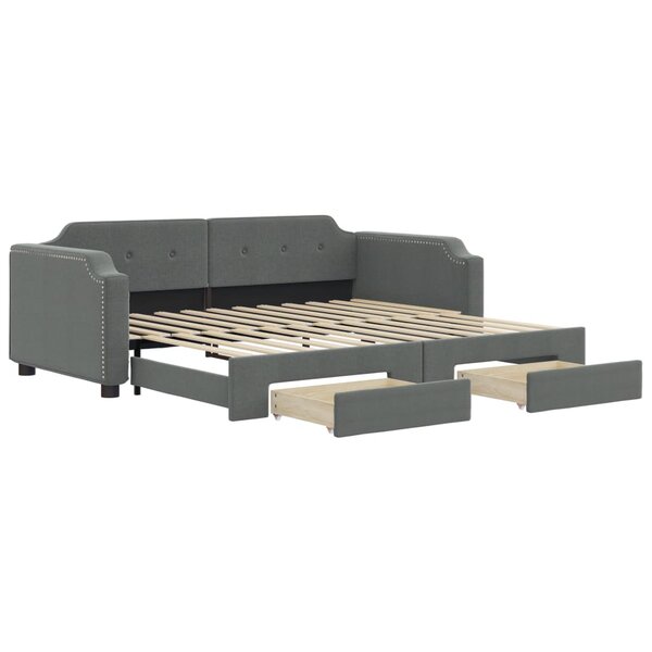 vidaXL Lit de jour avec gigogne et tiroirs sans matelas 90x200 cm