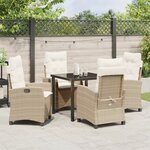 vidaXL Ensemble de mobilier de jardin 5 pièces avec coussins beige poly rattan