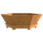 vidaXL Foyer Hexagonal 75x75x28 cm Acier Weathering