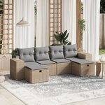 vidaXL Salon de jardin avec coussins 6Pièces mélange beige résine tressée