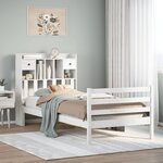 vidaXL Lit bibliothèque sans matelas blanc 90x190cm bois de pin massif