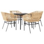 vidaXL Ensemble à manger jardin coussins 5Pièces marron poly rotin verre