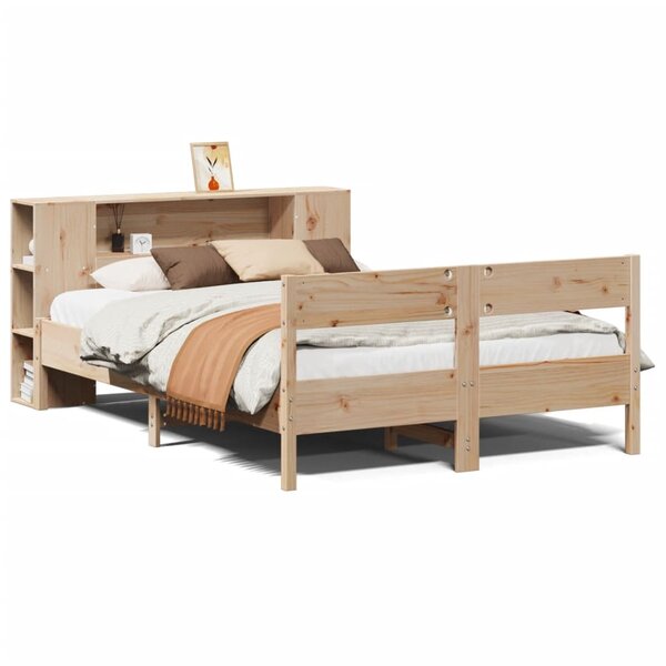 vidaXL Lit bibliothèque sans matelas 140x200 cm bois massif de pin