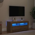 vidaXL Meuble TV avec lumières LED chêne artisanal bois d'ingénierie