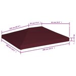 vidaXL Toile supérieure de gazebo 310 g/m² 3x4 m Bordeaux