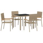 vidaXL Ensemble de salle à manger pour jardin 5 Pièces Beige
