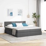 vidaXL Lit de rangement LED avec matelas Gris foncé 180 x 200 cm Tissu