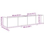 vidaXL Meuble TV mural Montage mural 2 Pièces Chêne noir 80 x 35 x 31 cm