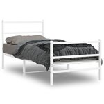 vidaXL Cadre de lit métal avec tête de lit/pied de lit blanc 90x190 cm