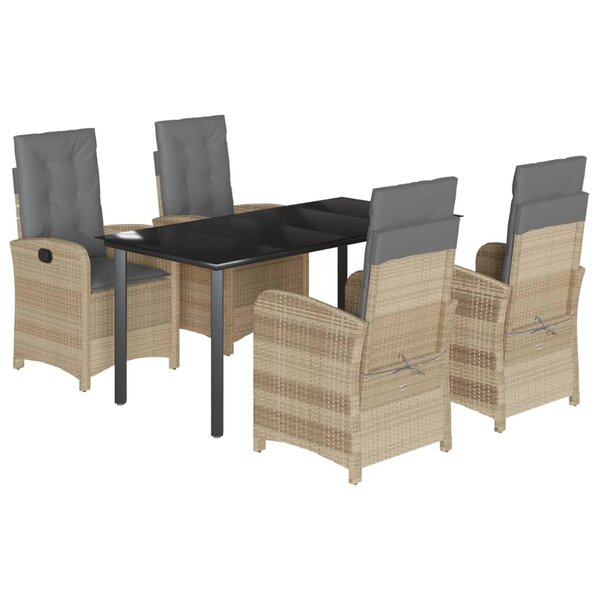 vidaXL Ensemble à manger de jardin coussins 5 Pièces mélange beige rotin