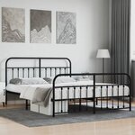 vidaXL Cadre de lit métal sans matelas avec pied de lit noir 180x200cm
