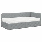 vidaXL Cadre de lit d'angle Gris clair 90 x 200 cm tissu