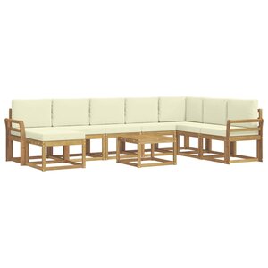 vidaXL Ensemble de canapés d'extérieur 9 pc Blanc et crème