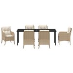 vidaXL 7 Pièces Ensemble de Salle à Manger de Jardin avec Coussins Beige Poly Rattan