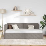 vidaXL Cadre de lit d'angle avec tête de lit Taupe 90 x 190 cm tissu