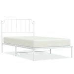 vidaXL Cadre de lit métal sans matelas et tête de lit blanc 107x203 cm