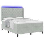 vidaXL Lit à Ressorts avec Matelas LED Gris clair 160 x 200 cm Velours