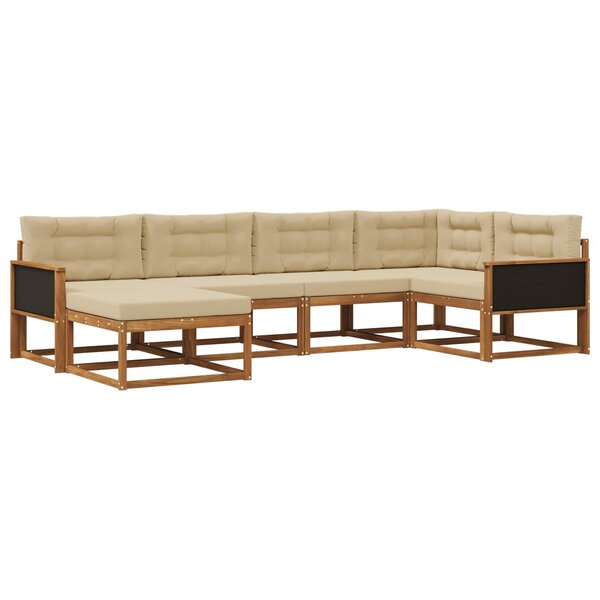 vidaXL Ensemble de canapés d'extérieur 6 Pièces Naturel et Beige