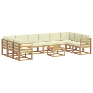 vidaXL Ensemble de canapés d'extérieur 11 pc Blanc et crème