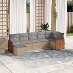 vidaXL Salon de jardin avec coussins 7 Pièces beige résine tressée