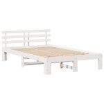vidaXL Cadre de lit en pin blanc Blanc Bois massif 140 x 190 cm Durable