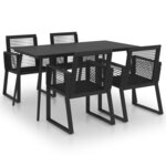 vidaXL Ensemble à dîner d'extérieur 5 Pièces Rotin PVC Noir