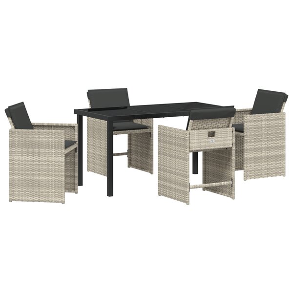 vidaXL Ensemble de salle à manger de jardin 5 pièces avec coussins gris clair en rattan synthétique