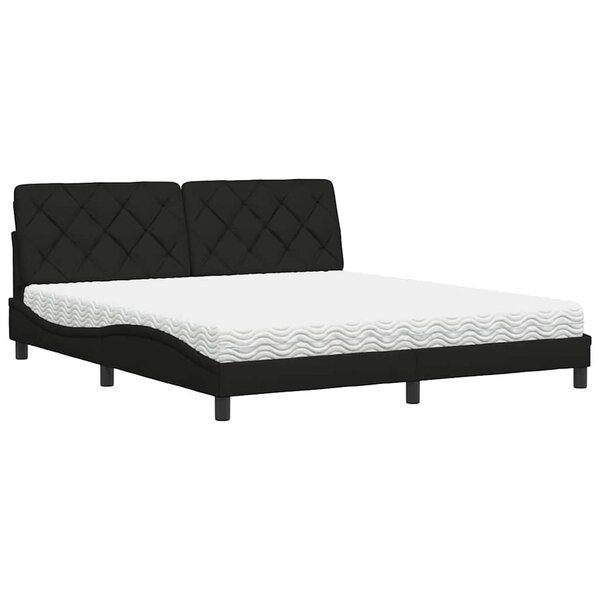 vidaXL Lit avec matelas noir 180x200 cm tissu