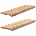 vidaXL Marches d'escalier 2 Pièces non traité 90x30x2cm bois chêne massif